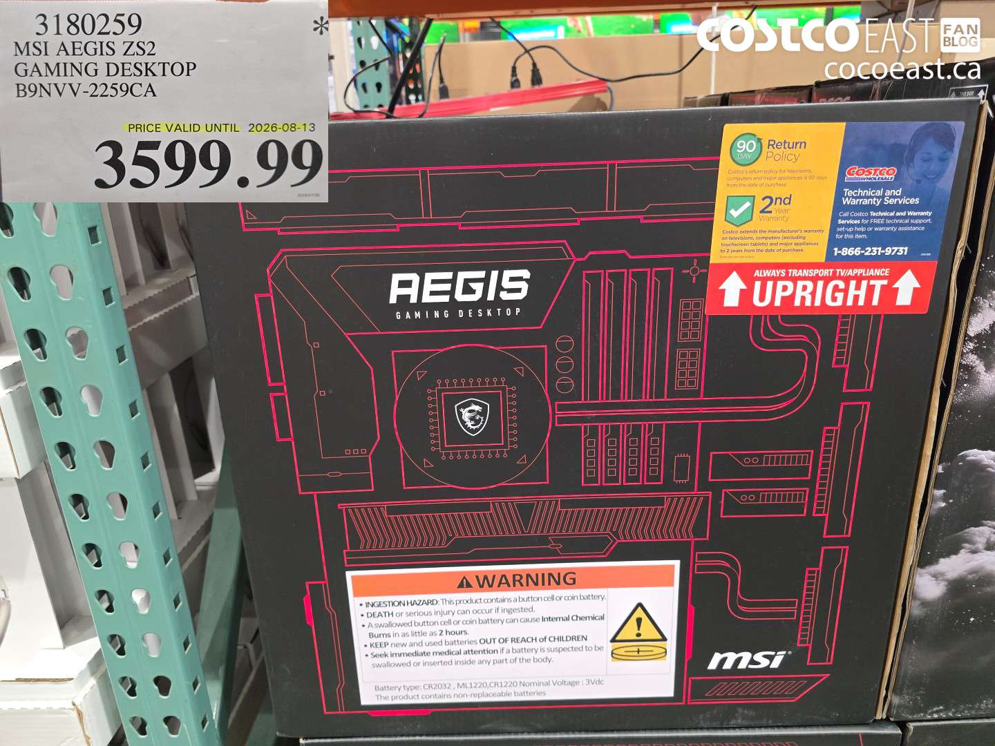 3180259 MSI AEGIS ZS2 GAMING DESKTOP B9NVV-2259CA $3599.99
