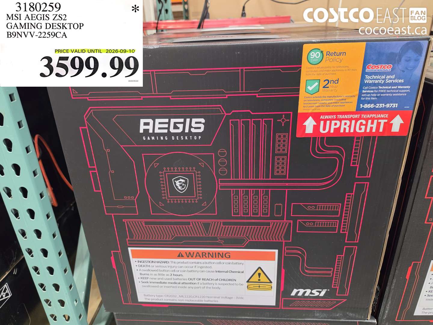 3180259 MSI AEGIS ZS2 GAMING DESKTOP B9NVV-2259CA $3599.99