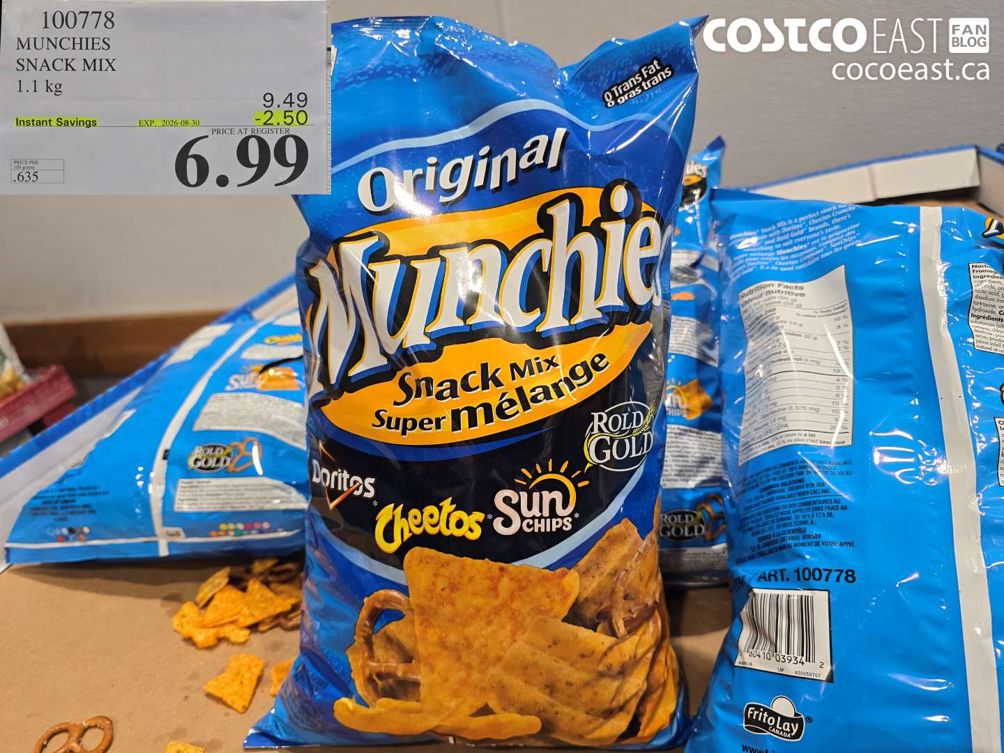 100778 MUNCHIES SNACK MIX 1.1 KG ($2.50 INSTANT SAVINGS EXPIRES ON 2026-08-30) $6.99