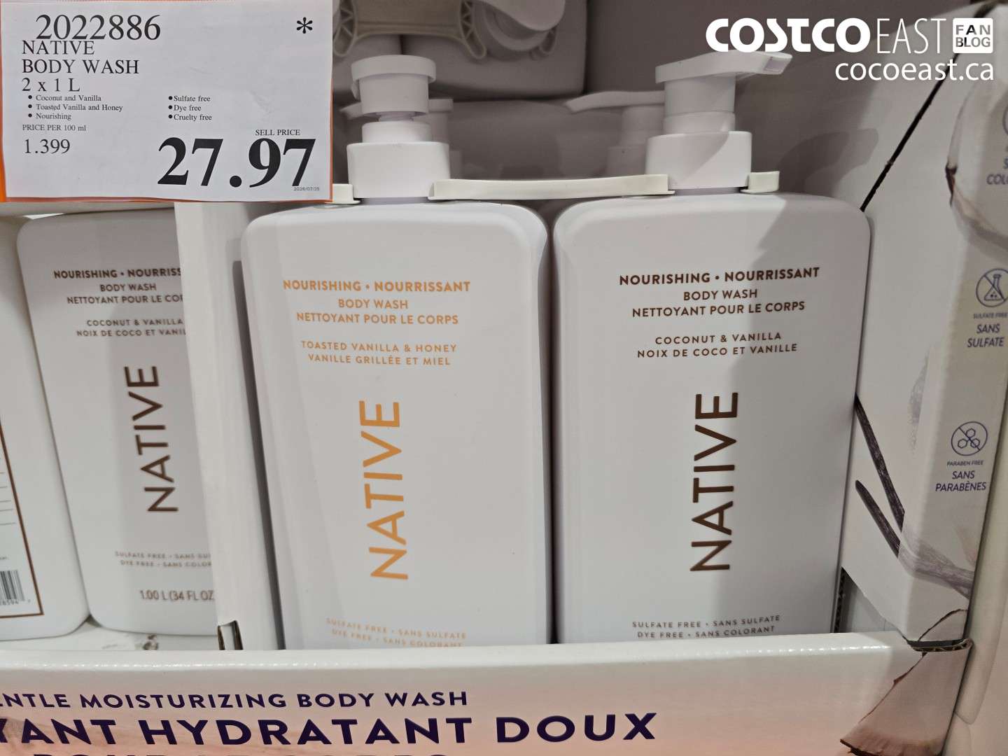 2022886 NATIVE BODY WASH 2 X 1 L $27.97