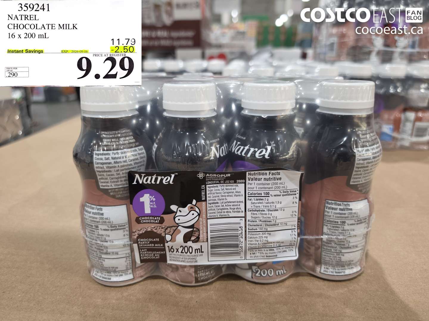 359241 NATREL CHOCOLATE MILK 16 X 200 ML ($2.50 INSTANT SAVINGS EXPIRES ON 2026-09-06) $9.29