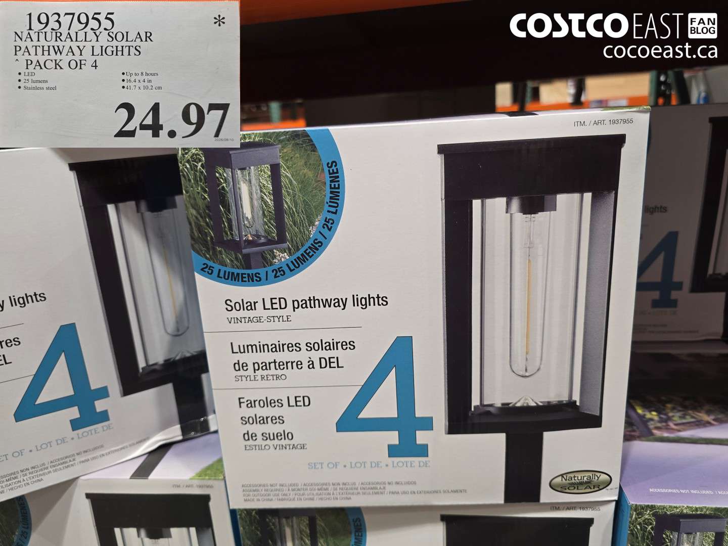 1937955 NATURALLY SOLAR PATHWAY LIGHTS PACK OF 4 $24.97