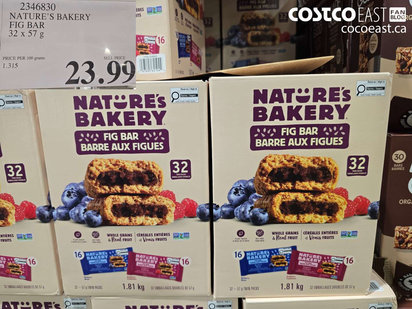 2346830 NATURE'S BAKERY FIG BAR 32 X 57 G $23.99