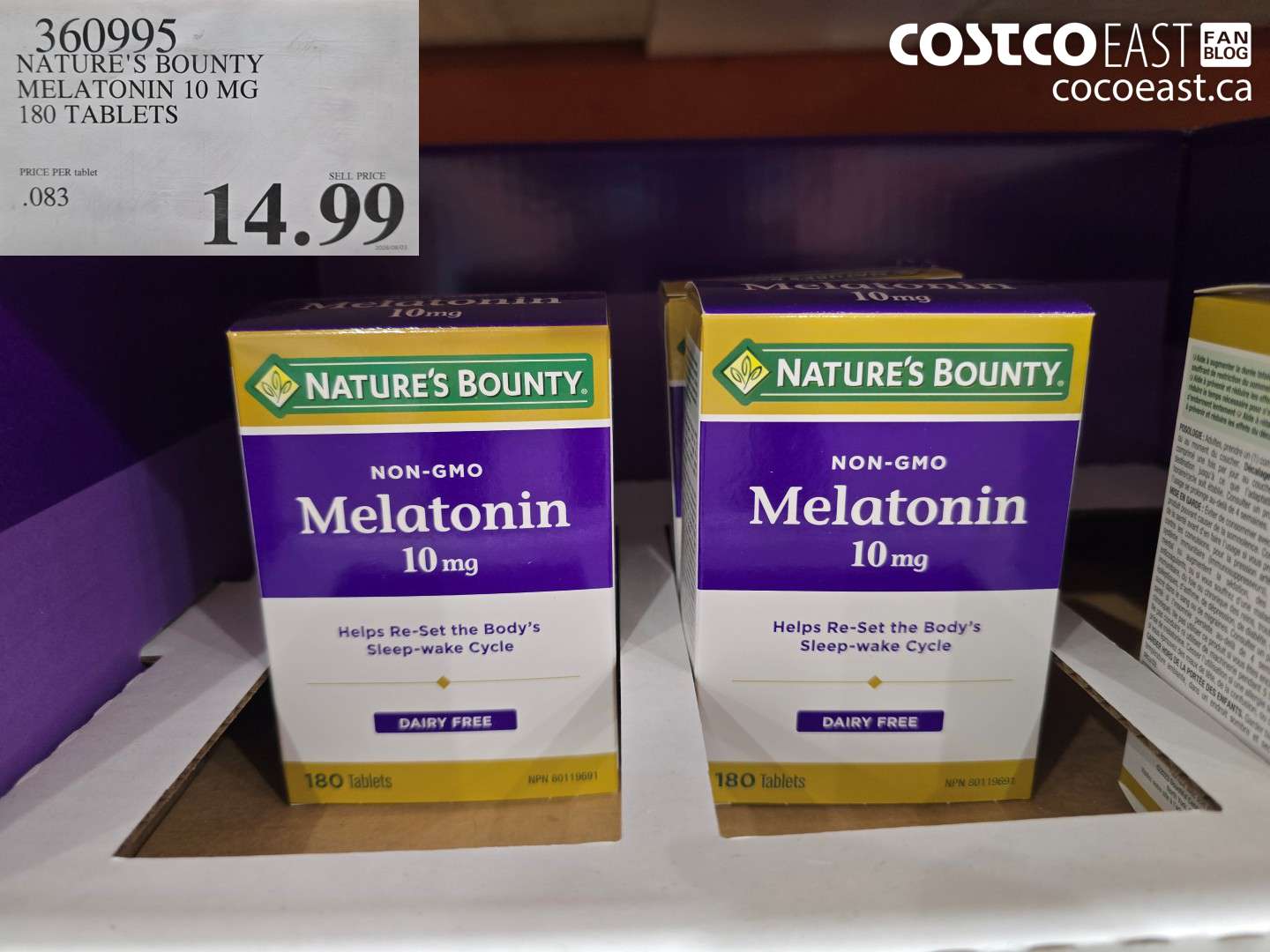 360995 NATURE'S BOUNTY MELATONIN 10 MG 180 TABLETS $14.99