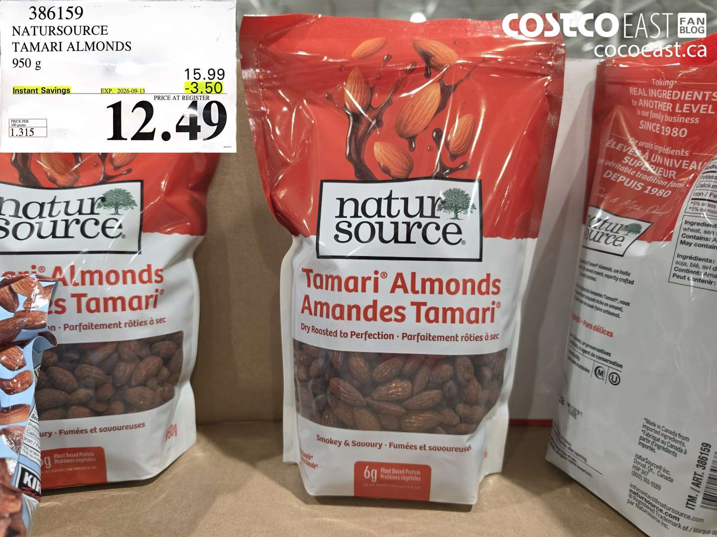 386159 NATURSOURCE TAMARI ALMONDS 950 G ($3.50 INSTANT SAVINGS EXPIRES ON 2026-09-13) $12.49