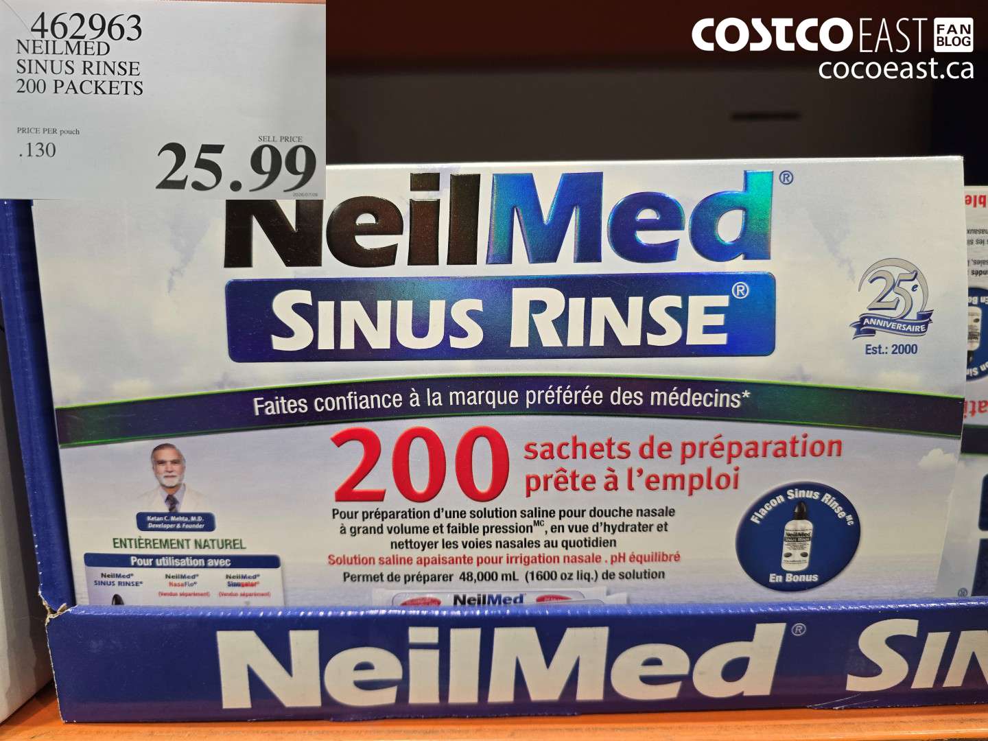 462963 NEILMED SINUS RINSE 200 PACKETS $25.99