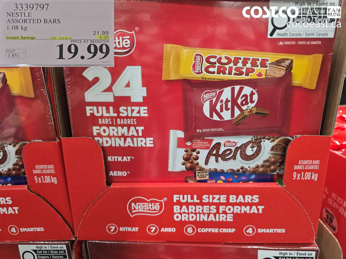 3339797 NESTLE ASSORTED BARS 1.08 KG ($2.00 INSTANT SAVINGS EXPIRES ON 2026-08-30) $19.99