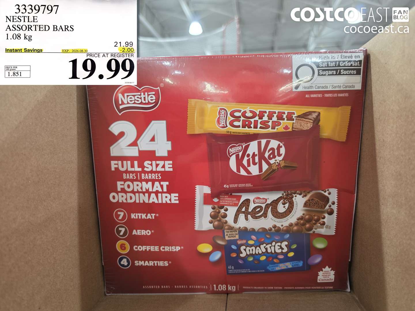 3339797 NESTLE ASSORTED BARS 1.08 KG ($2.00 INSTANT SAVINGS EXPIRES ON 2026-08-30) $19.99