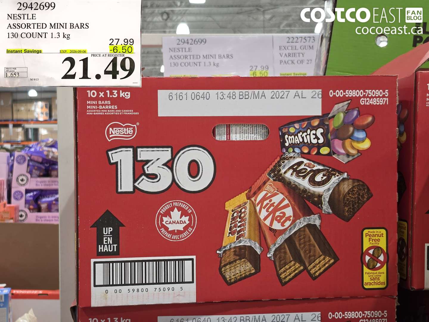 2942699 NESTLE ASSORTED MINI BARS 130 COUNT 1.3 KG ($6.50 INSTANT SAVINGS EXPIRES ON 2026-09-06) $21.49
