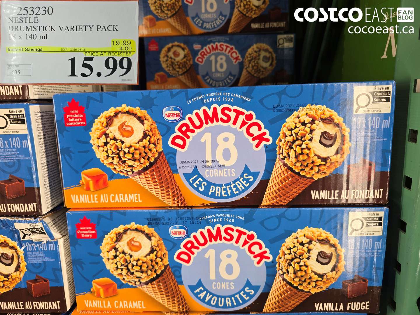 253230 NESTLE DRUMSTICK VARIETY PACK 18 X 140 ML ($4.00 INSTANT SAVINGS EXPIRES ON 2026-08-16) $15.99