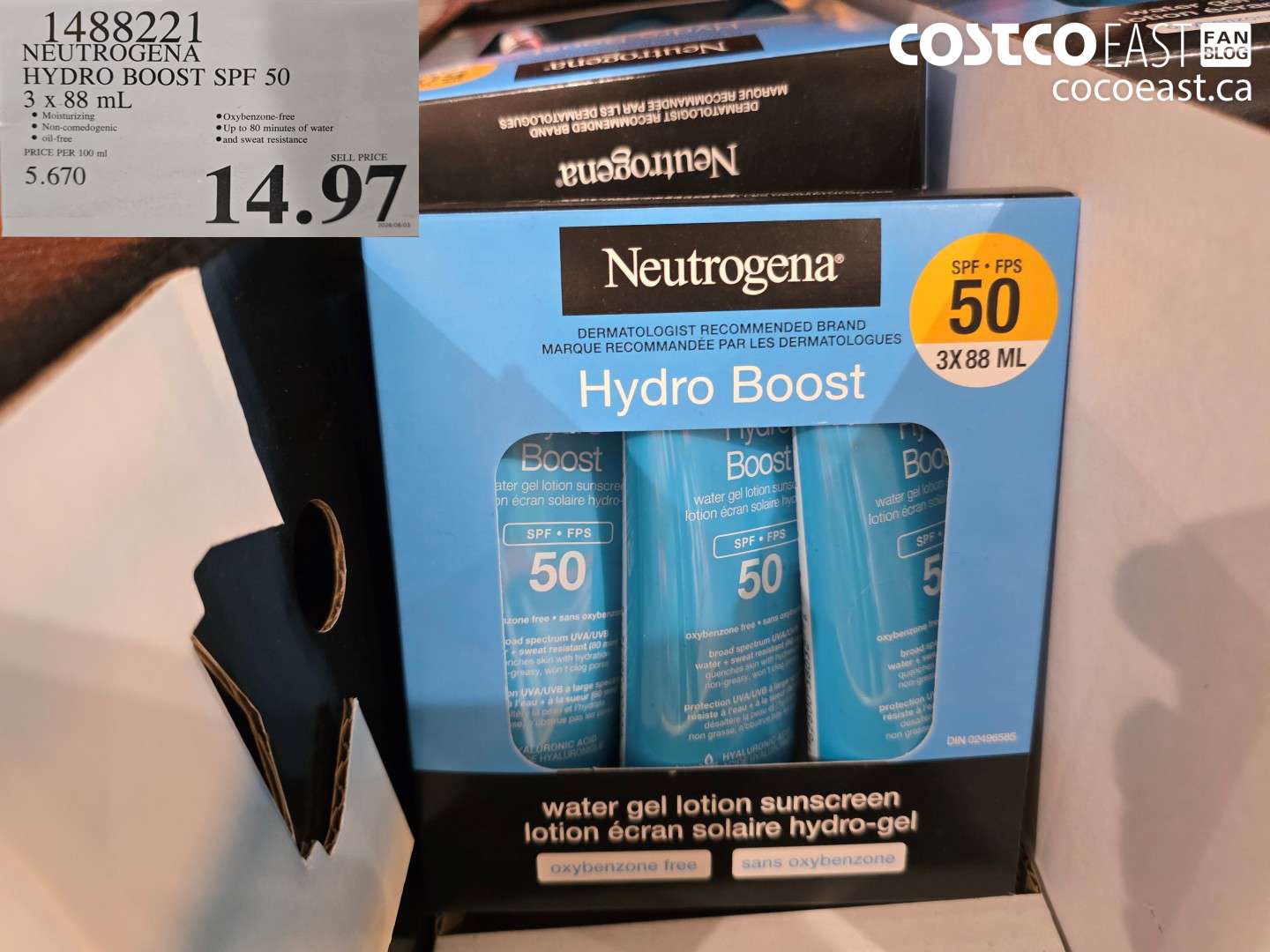 1488221 NEUTROGENA HYDRO BOOST SPF 50 3 X 88 ML $14.97