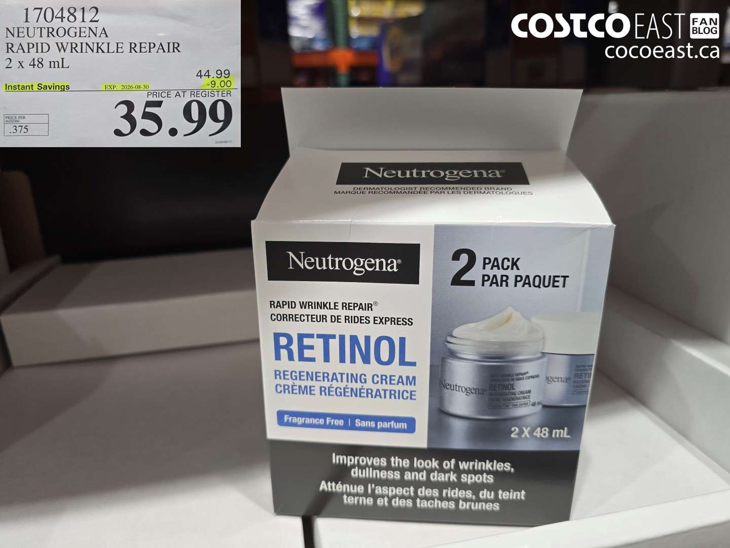 1704812 NEUTROGENA RAPID WRINKLE REPAIR 2 X 48 ML ($9.00 INSTANT SAVINGS EXPIRES ON 2026-08-30) $35.99