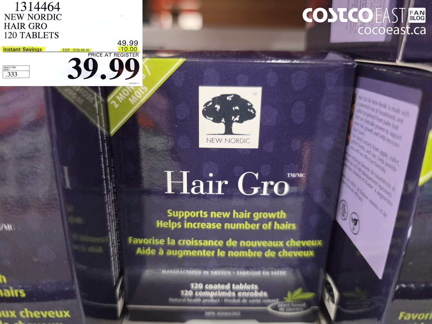 1314464 NEW NORDIC HAIR GRO 120 TABLETS ($10.00 INSTANT SAVINGS EXPIRES ON 2026-08-30) $39.99