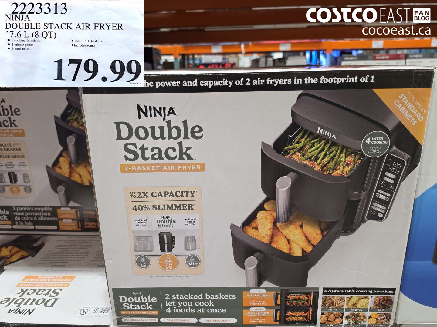 2223313 NINJA DOUBLE STACK AIR FRYER 7.6 L (8 QT) $179.99