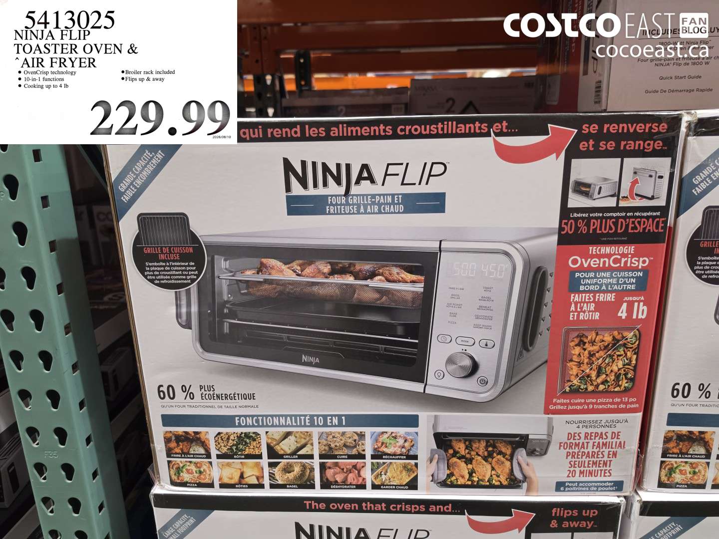 5413025 NINJA FLIP TOASTER OVEN & AIR FRYER $229.99