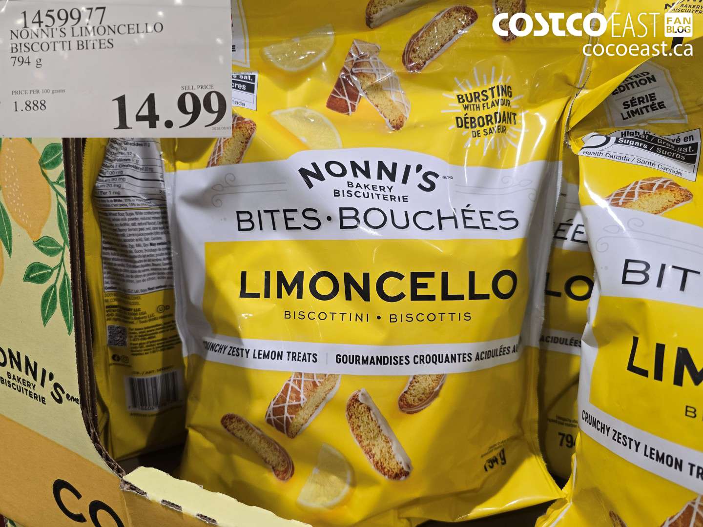 1459977 NONNI'S LIMONCELLO BISCOTTI BITES 794 G $14.99