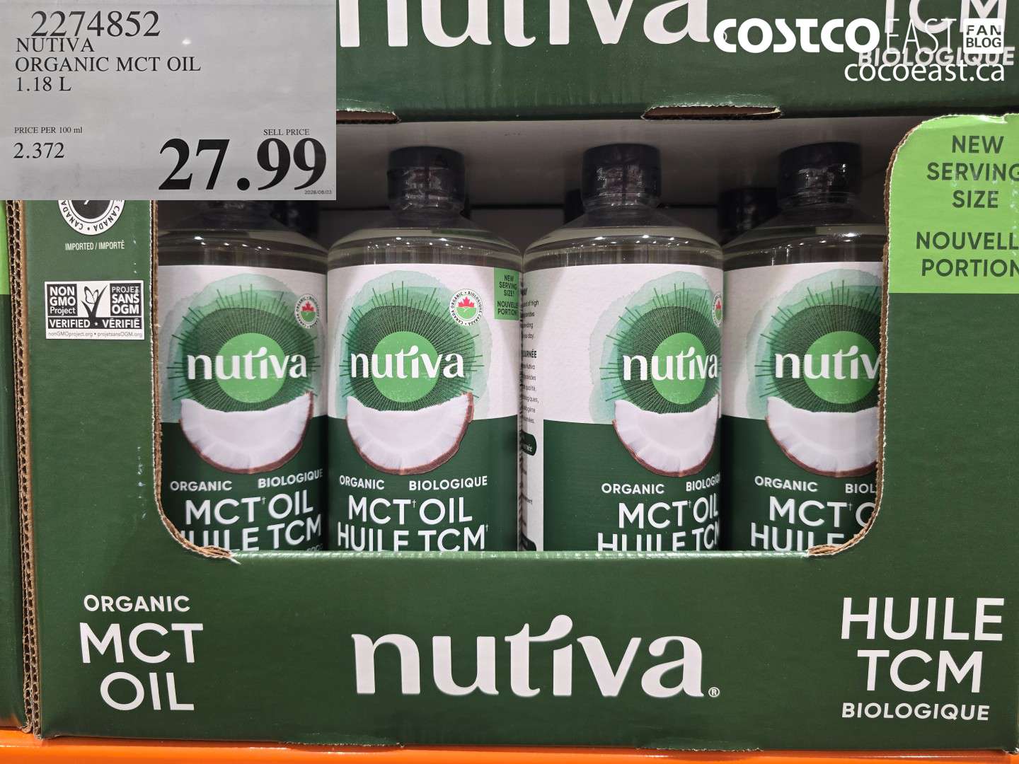 2274852 NUTIVA ORGANIC MCT OIL 1.18 L $27.99