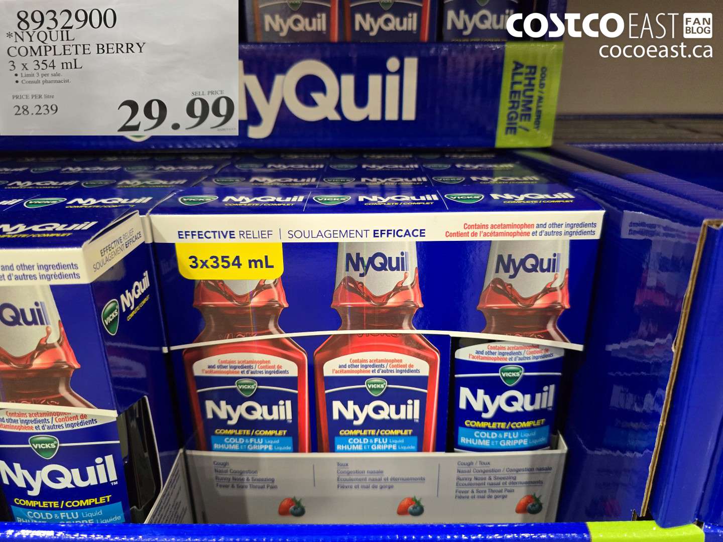 8932900 NYQUIL COMPLETE BERRY 3 X 354 ML $29.99
