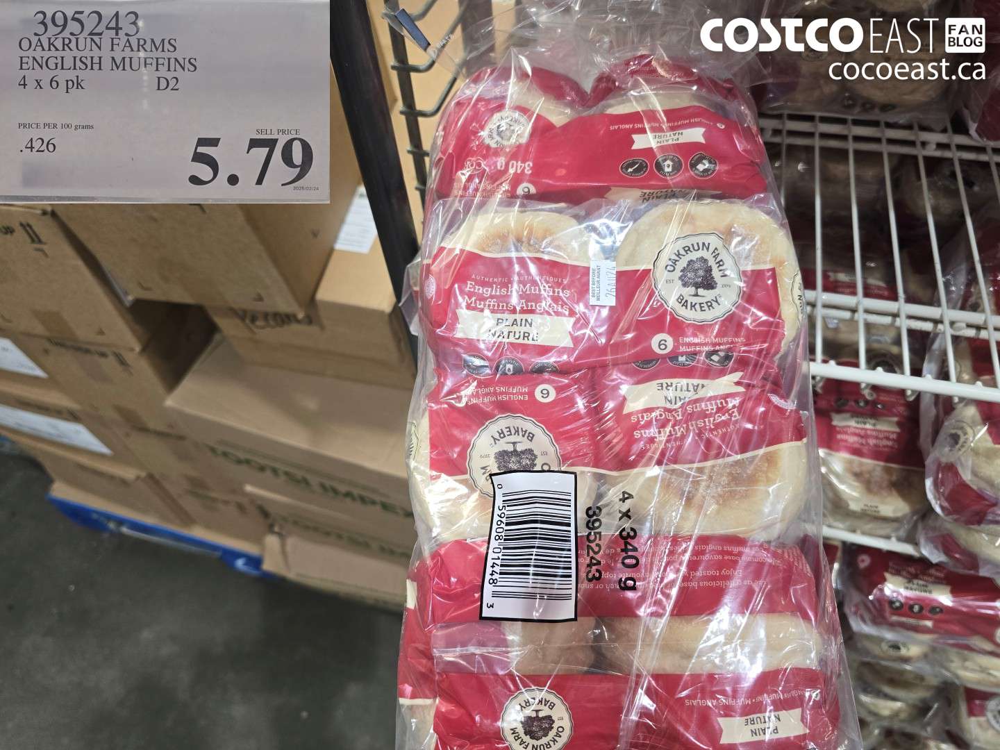 395243 OAKRUN FARMS ENGLISH MUFFINS 4 X 6 PK $5.79