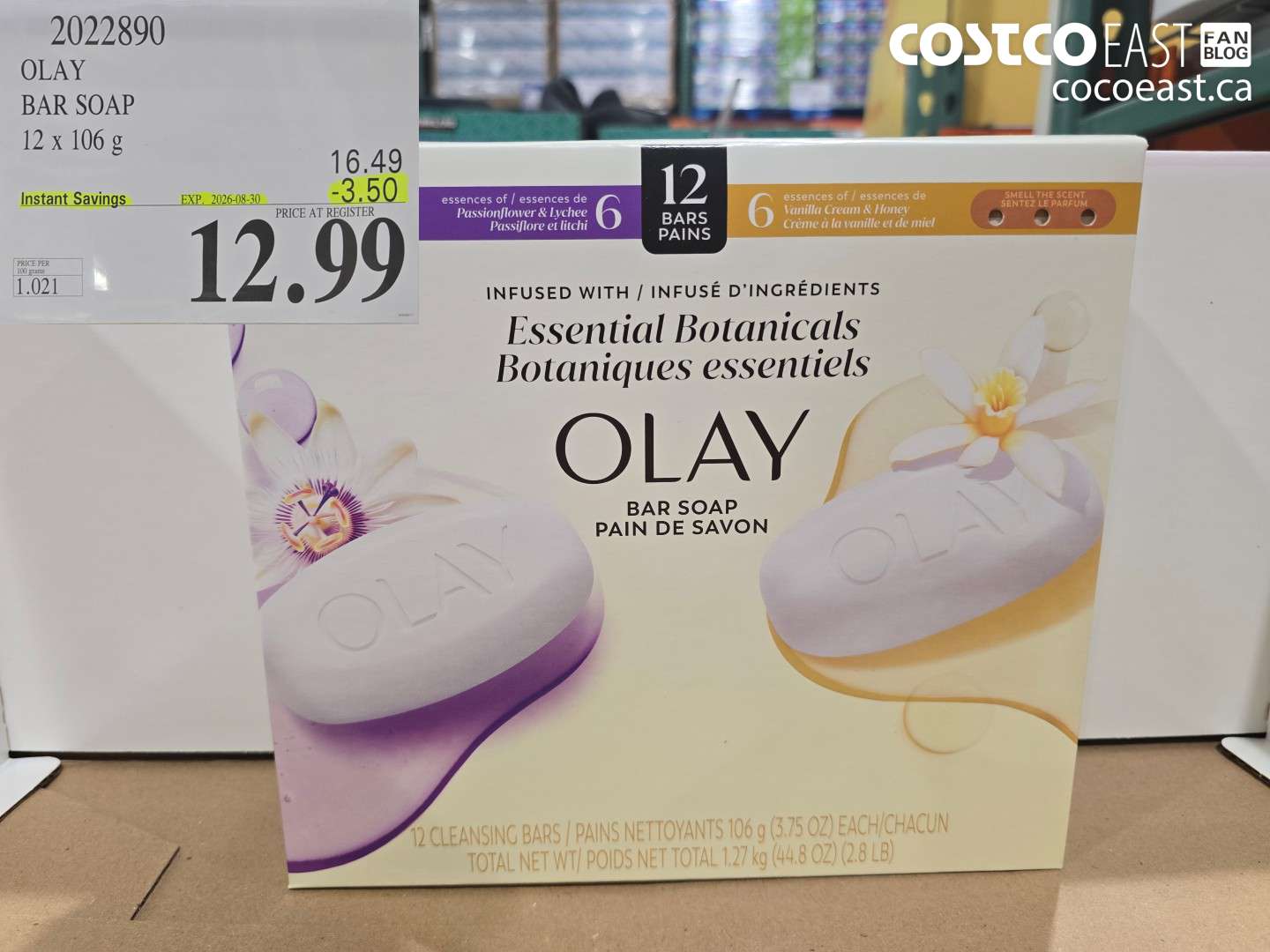 2022890 OLAY BAR SOAP 12 X 106 G ($3.50 INSTANT SAVINGS EXPIRES ON 2026-08-30) $12.99