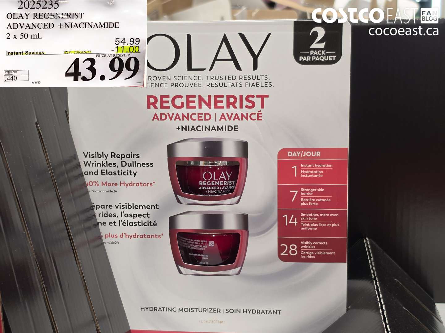 2025235 OLAY REGENERIST ADVANCED + NIACINAMIDE 2 X 50 ML ($11.00 INSTANT SAVINGS EXPIRES ON 2026-09-27) $43.99