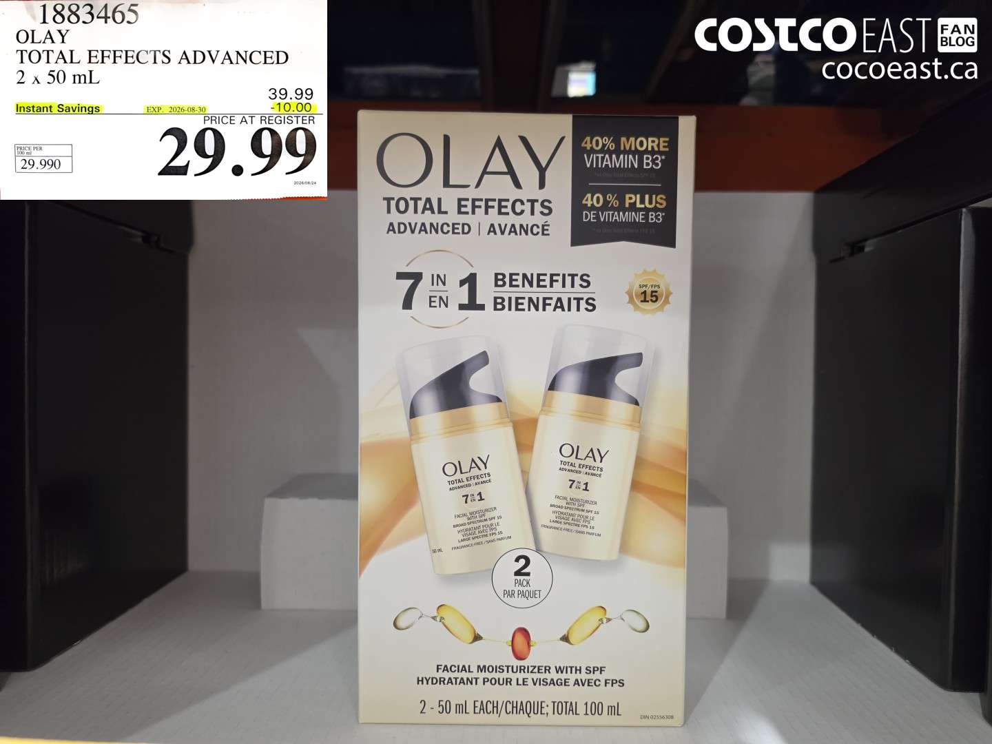 1883465 OLAY TOTAL EFFECTS ADVANCED 2 X 50 ML ($10.00 INSTANT SAVINGS EXPIRES ON 2026-08-30) $29.99