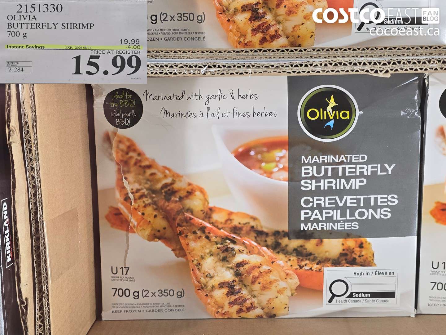 2151330 OLIVIA BUTTERFLY SHRIMP 700 G ($4.00 INSTANT SAVINGS EXPIRES ON 2026-08-16) $15.99