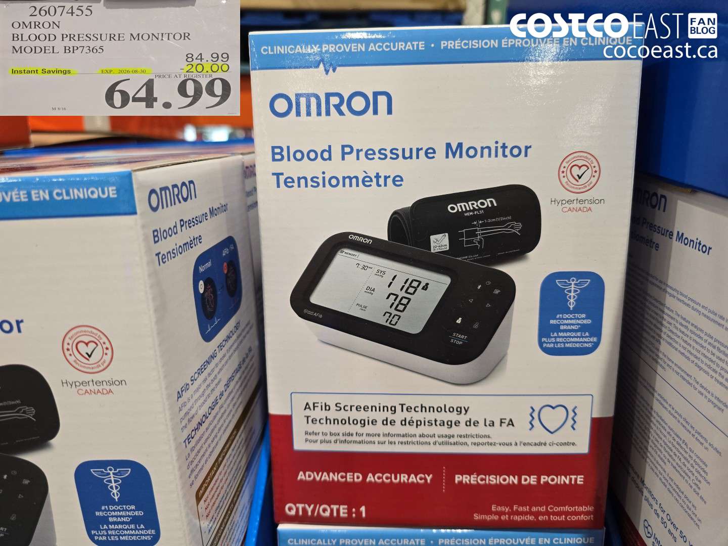 2607455 OMRON BLOOD PRESSURE MONITOR MODEL BP7365 ($20.00 INSTANT SAVINGS EXPIRES ON 2026-08-30) $64.99