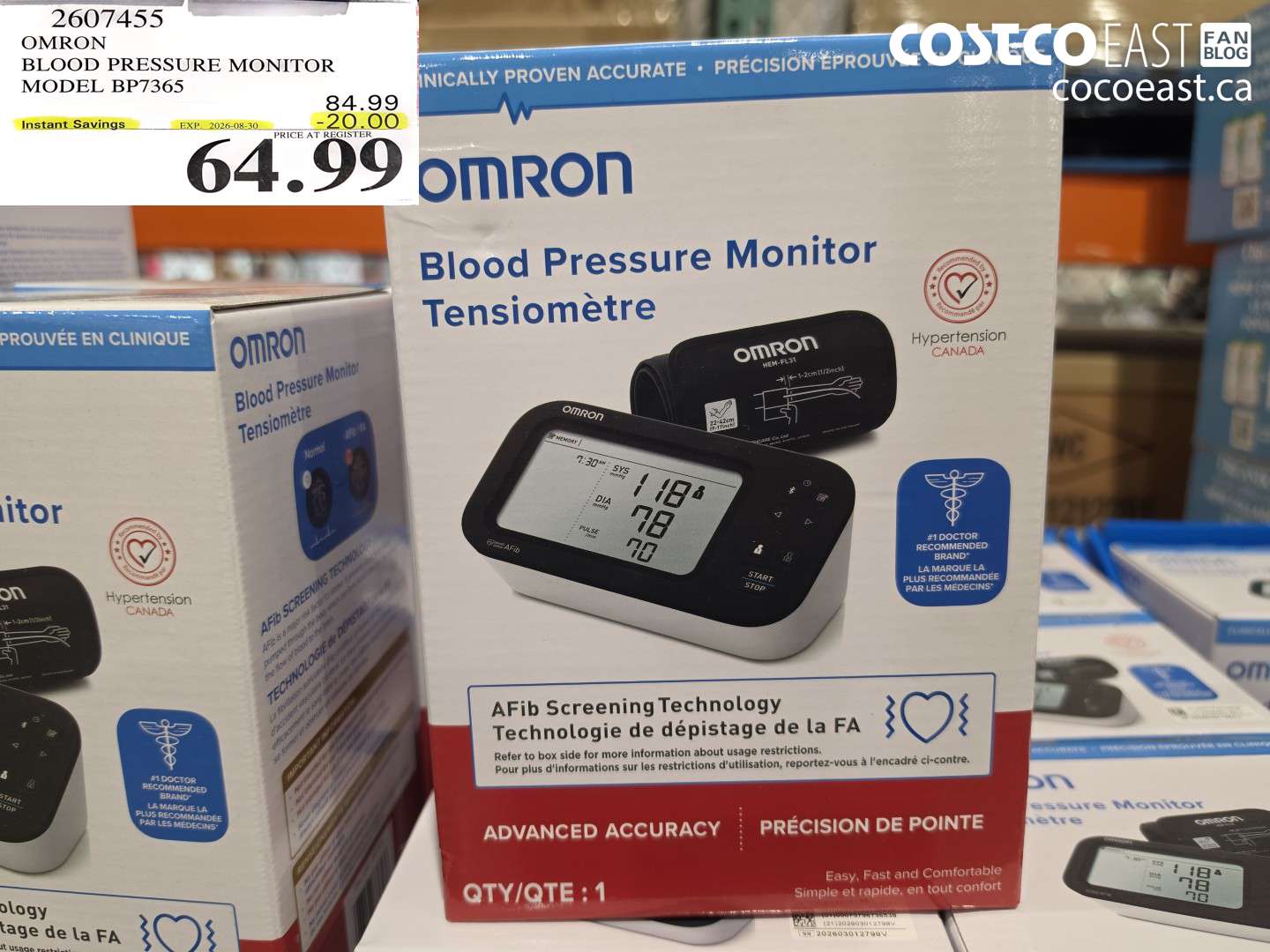 2607455 OMRON BLOOD PRESSURE MONITOR MODEL BP7365 ($20.00 INSTANT SAVINGS EXPIRES ON 2026-08-30) $64.99