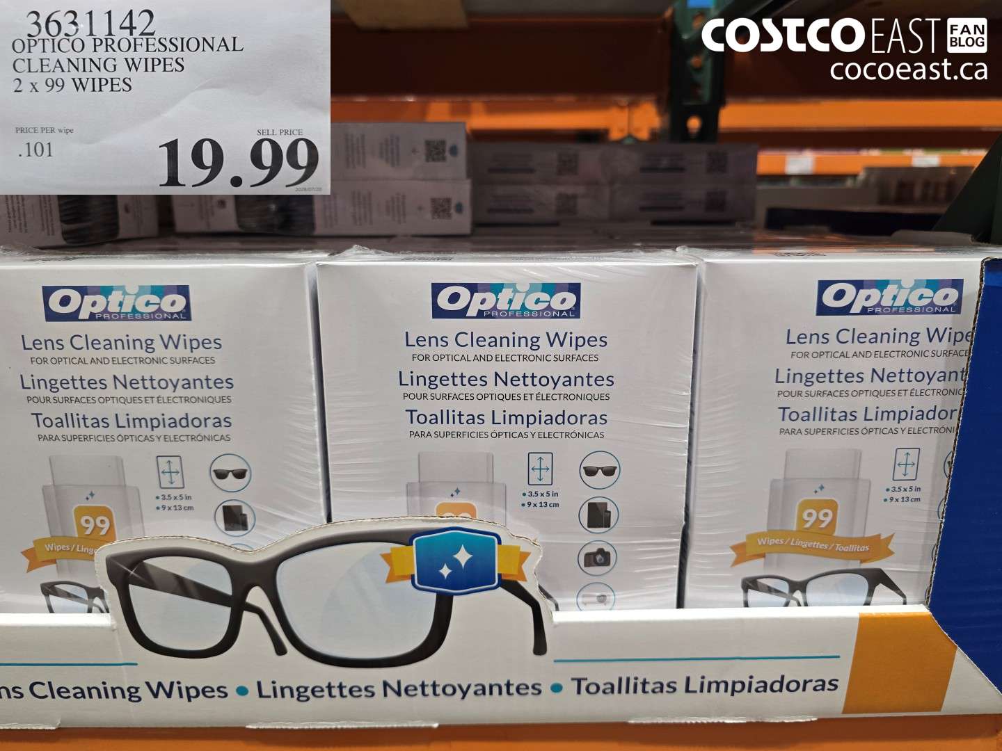 3631142 OPTICO PROFESSIONAL CLEANING WIPES 2 X 99 WIPES $19.99