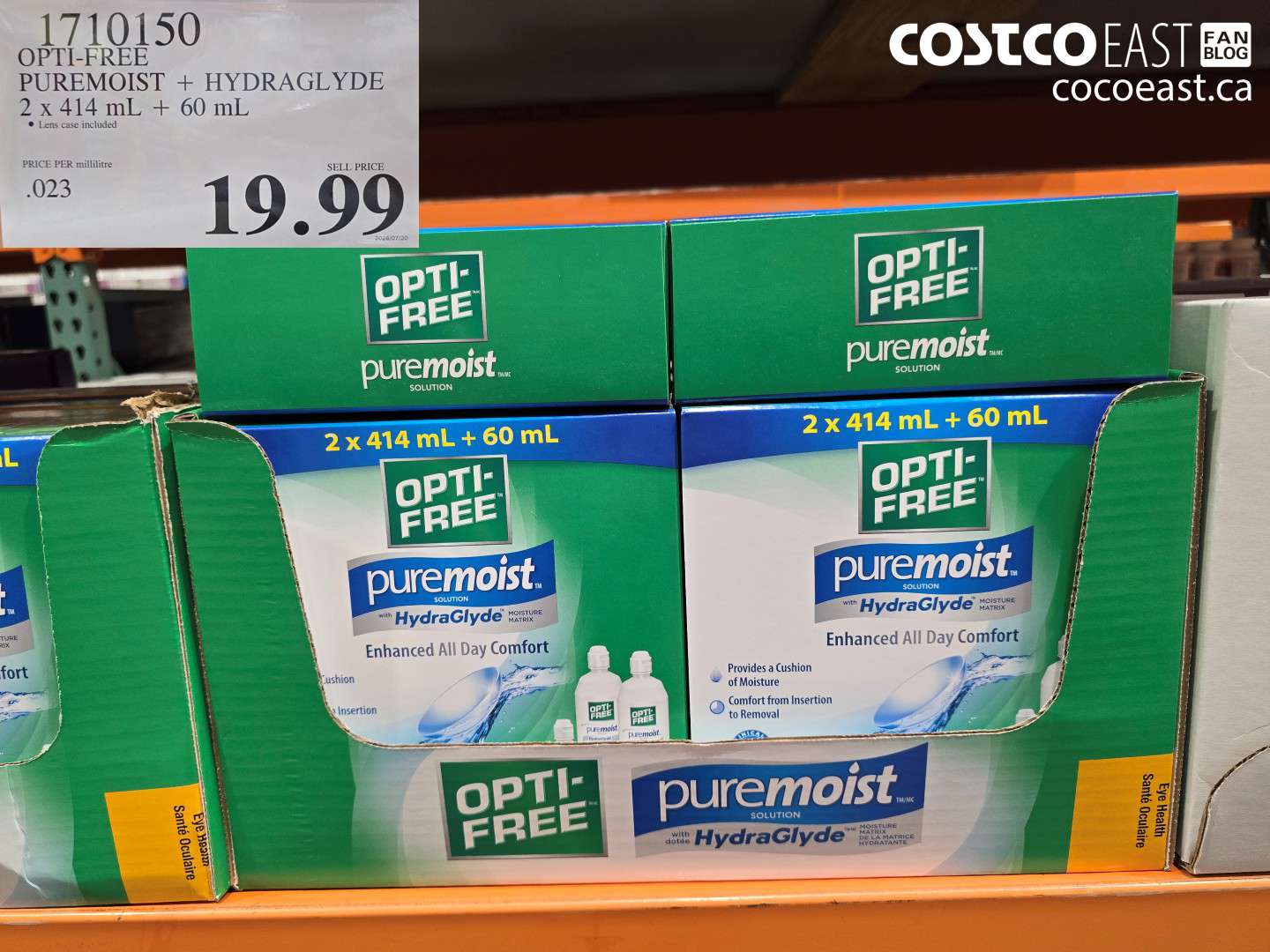 1710150 OPTI-FREE PUREMOIST + HYDRAGLYDE 2 X 414 ML + 60 ML $19.99