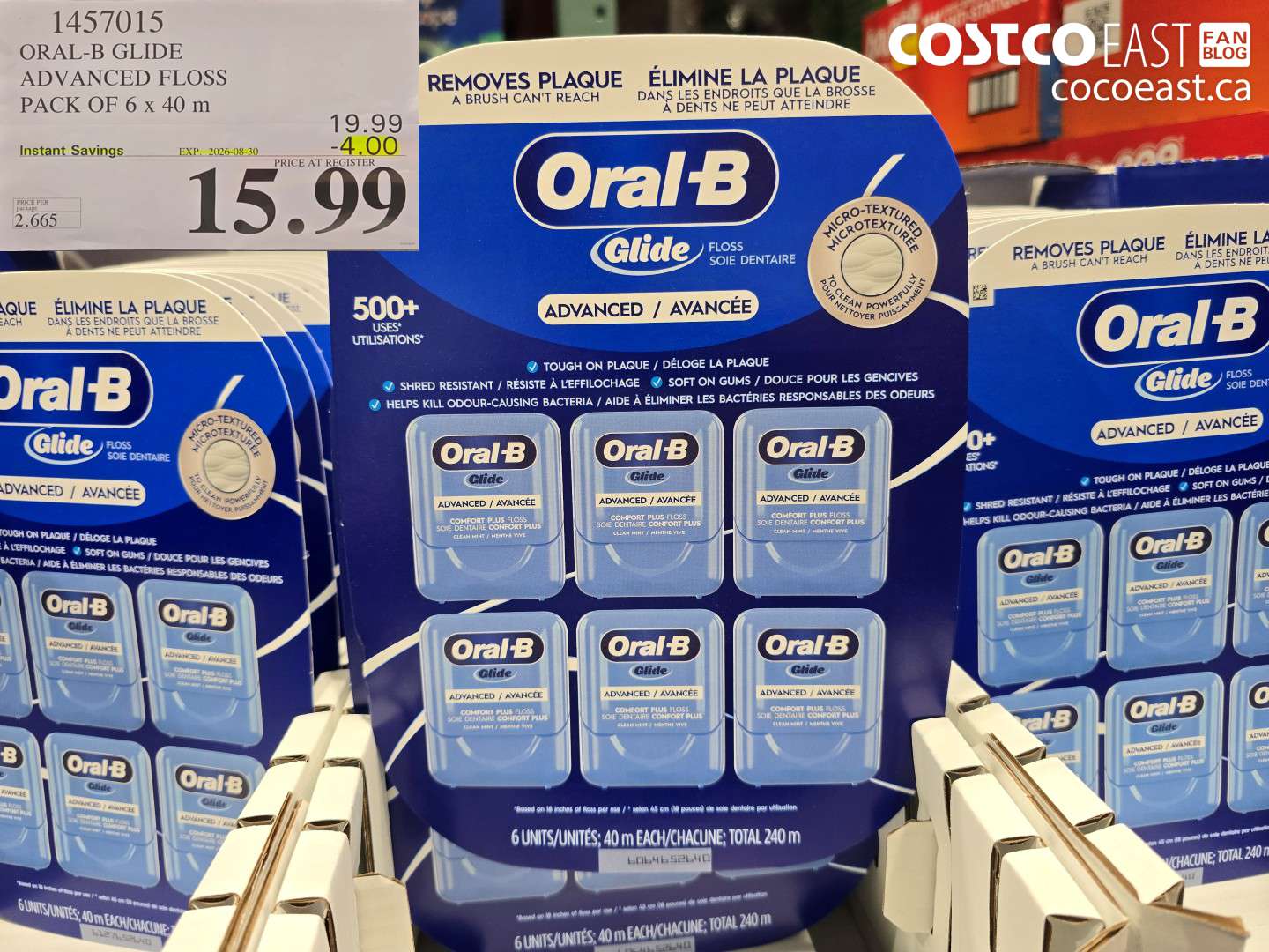 1457015 ORAL-B GLIDE ADVANCED FLOSS PACK OF 6 X 40 M ($4.00 INSTANT SAVINGS EXPIRES ON 2026-08-30) $15.99