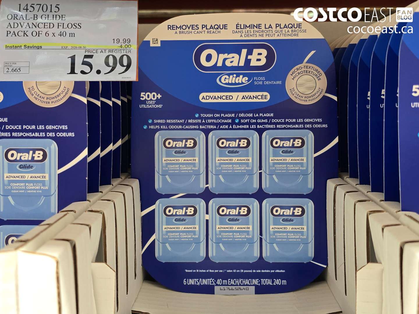 1457015 ORAL-B GLIDE ADVANCED FLOSS PACK OF 6 X 40 M ($4.00 INSTANT SAVINGS EXPIRES ON 2026-08-30) $15.99