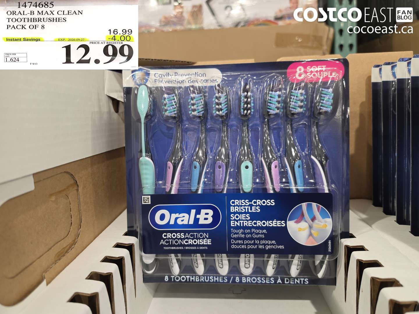 1474685 ORAL-B MAX CLEAN TOOTHBRUSHES PACK OF 8 ($4.00 INSTANT SAVINGS EXPIRES ON 2026-09-27) $12.99