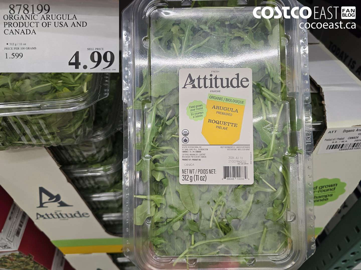 878199 ORGANIC ARUGULA PRODUCT OF USA AND CANADA $4.99