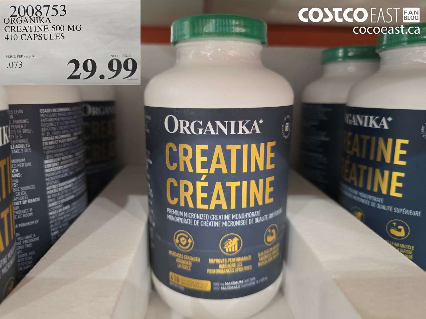 2008753 ORGANIKA CREATINE 500 MG 410 CAPSULES $29.99