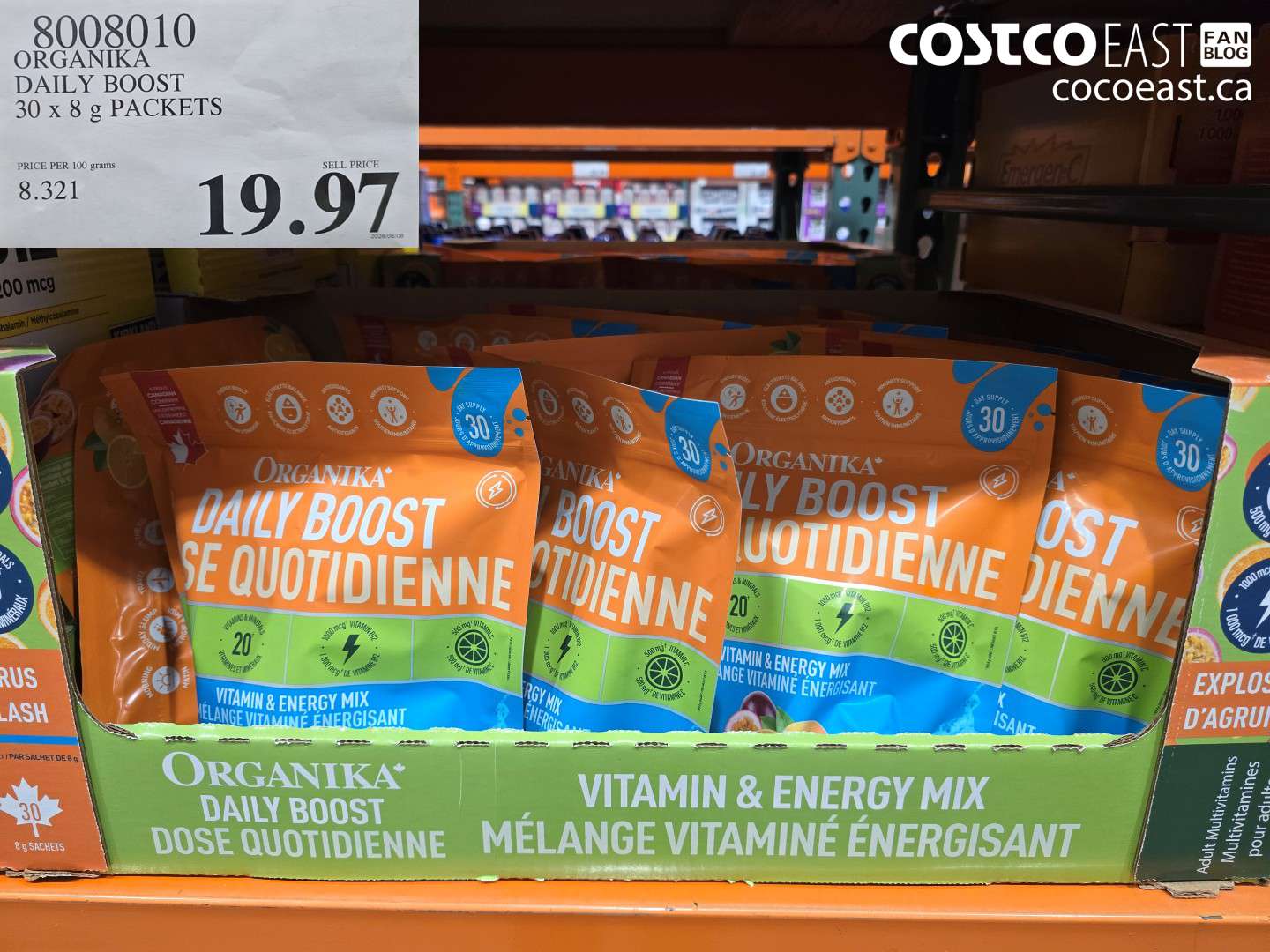 8008010 ORGANIKA DAILY BOOST 30 X 8 G PACKETS $19.97