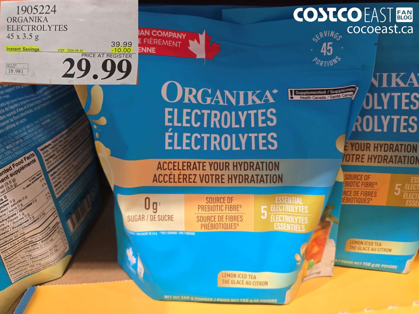 1905224 ORGANIKA ELECTROLYTES 45 X 3.5 G ($10.00 INSTANT SAVINGS EXPIRES ON 2026-08-30) $29.99