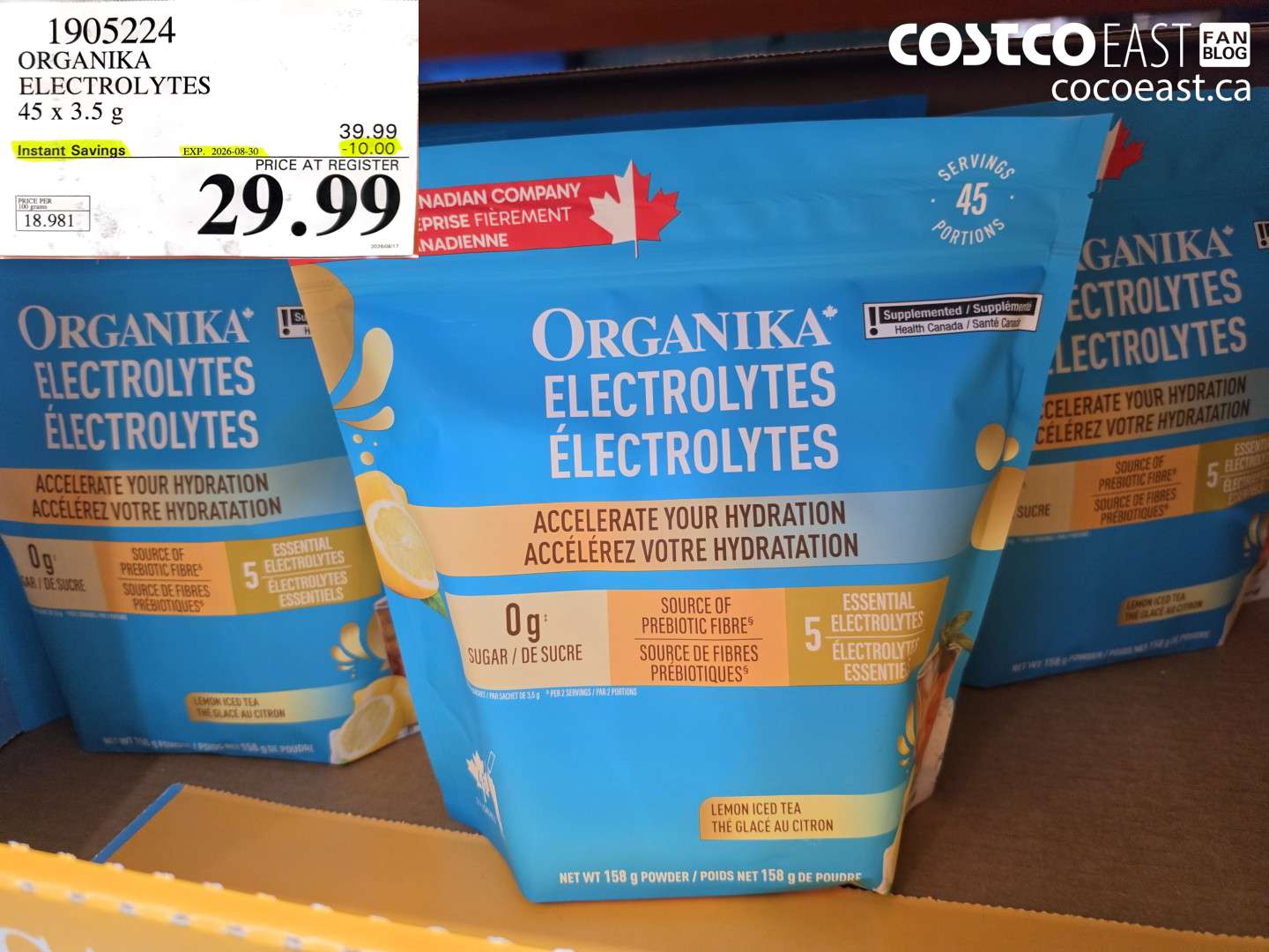 1905224 ORGANIKA ELECTROLYTES 45 X 3.5 G ($10.00 INSTANT SAVINGS EXPIRES ON 2026-08-30) $29.99