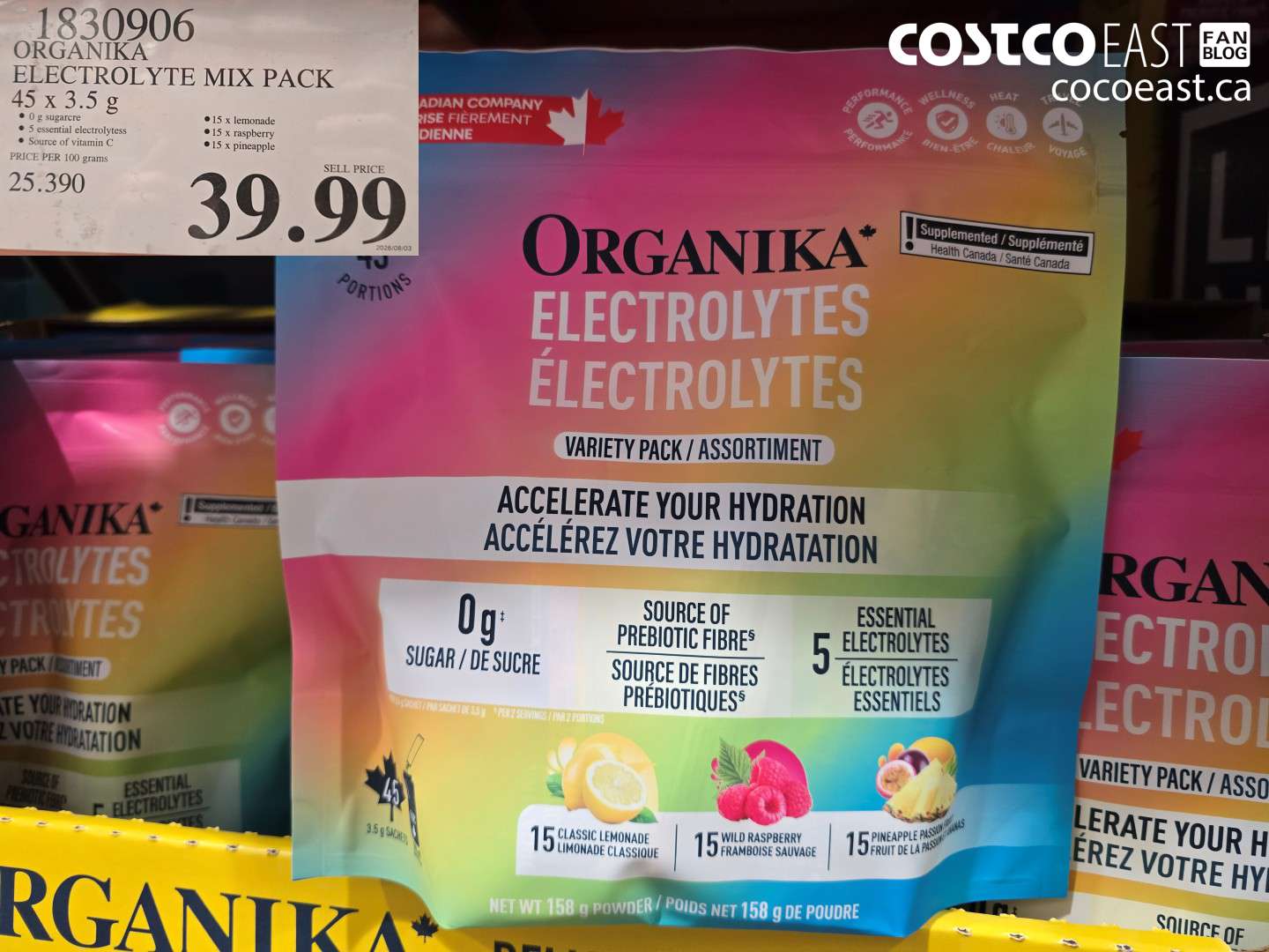 1830906 ORGANIKA ELECTROLYTE MIX PACK 45 X 3.5 G $39.99