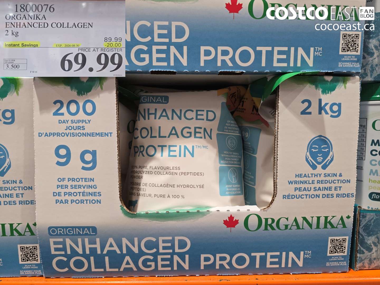 1800076 ORGANIKA ENHANCED COLLAGEN 2 KG ($20.00 INSTANT SAVINGS EXPIRES ON 2026-08-30) $69.99