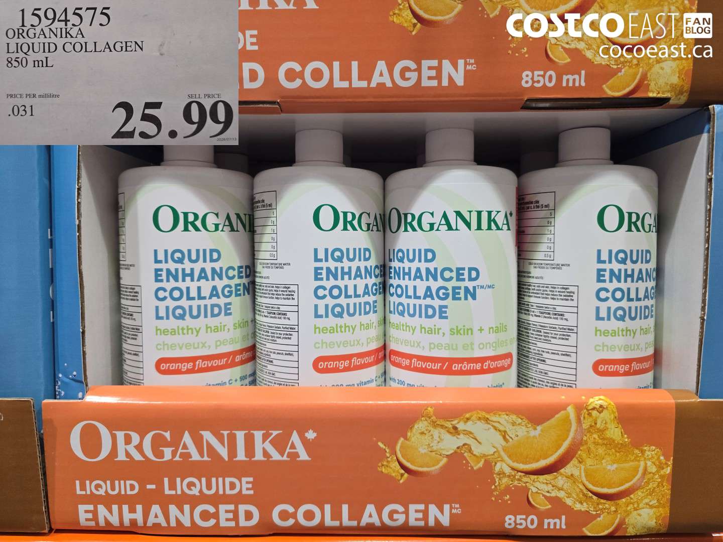 1594575 ORGANIKA LIQUID COLLAGEN 850 ML $25.99
