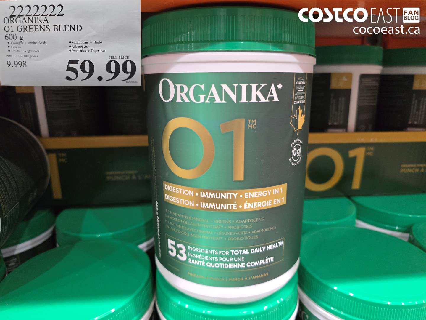 2222222 ORGANIKA O1 GREENS BLEND 600 G $59.99