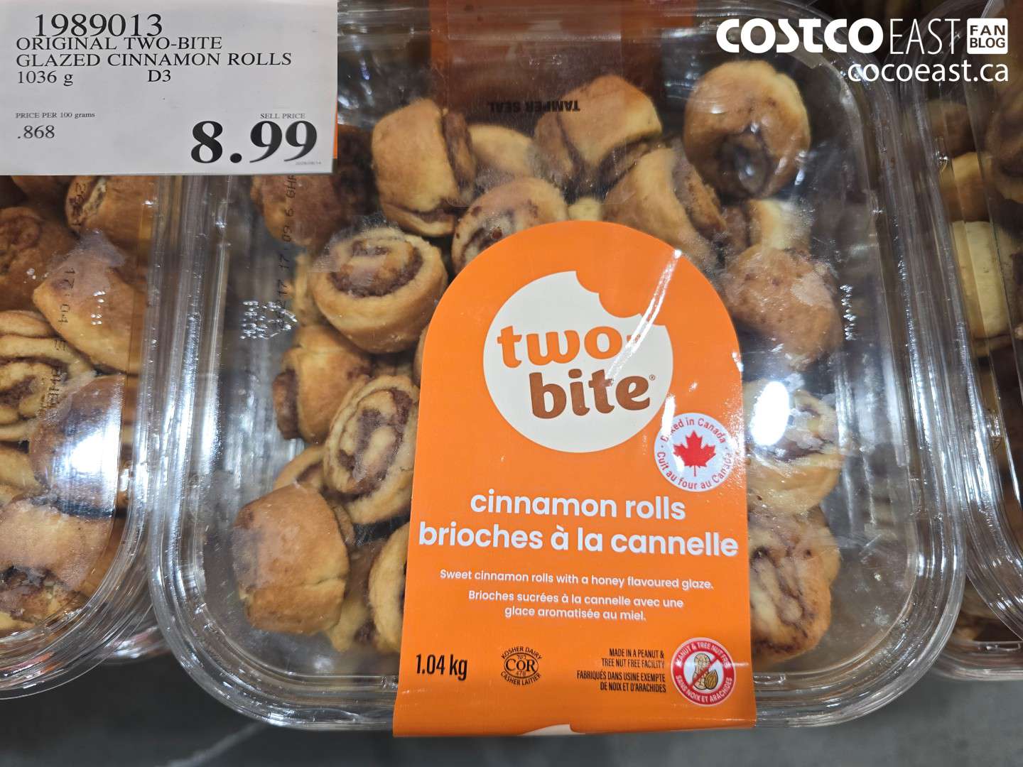 1989013 ORIGINAL TWO-BITE GLAZED CINNAMON ROLLS 1036 G $8.99