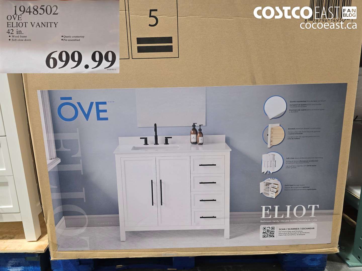 1948502 OVE ELIOT VANITY 42 IN. $699.99