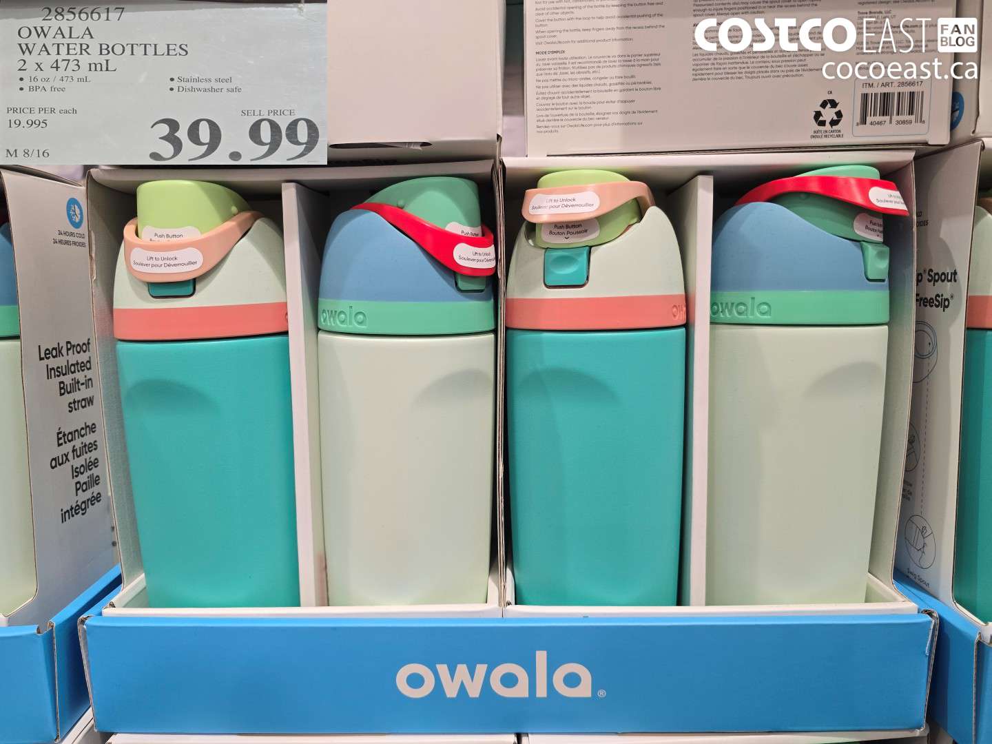 2856617 OWALA WATER BOTTLES 2 X 473 ML $39.99
