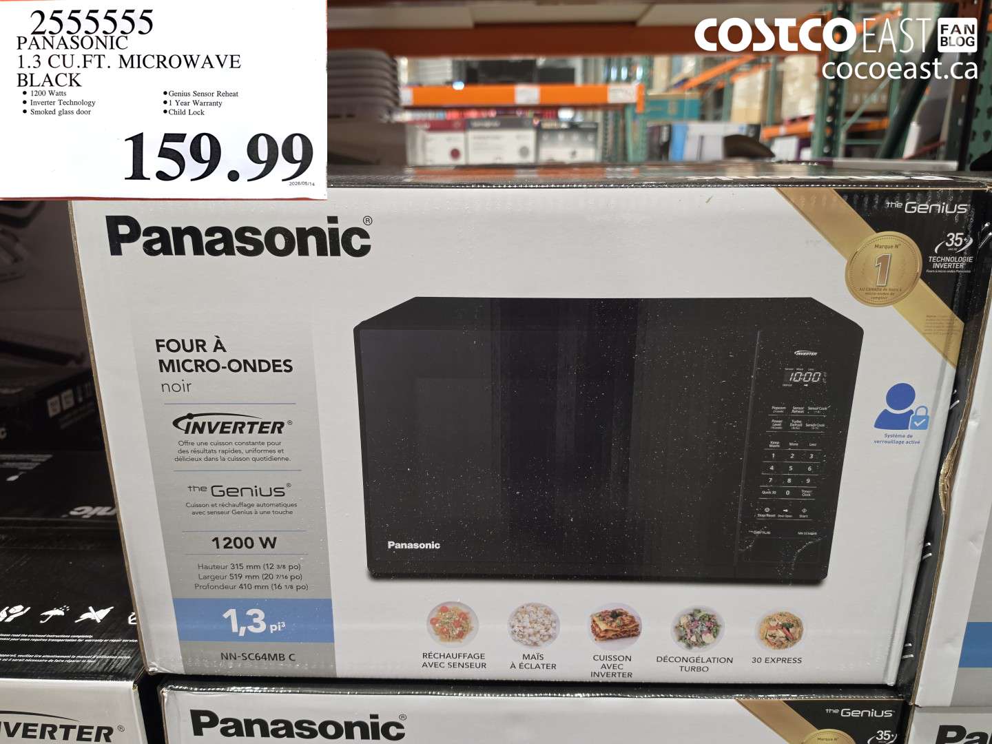 2555555 PANASONIC 1.3 CU.FT. MICROWAVE BLACK $159.99