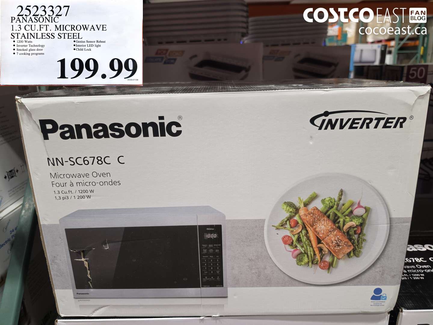 2523327 PANASONIC 1.3 CU.FT. MICROWAVE STAINLESS STEEL $199.99