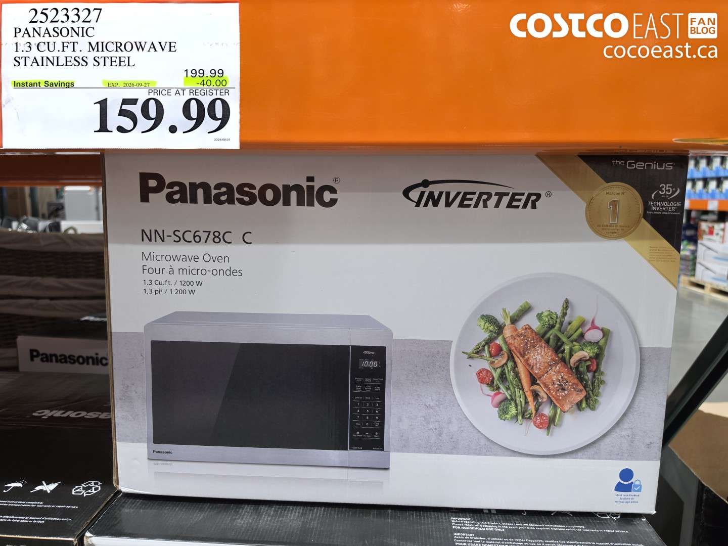 2523327 PANASONIC 1.3 CU.FT. MICROWAVE STAINLESS STEEL ($40.00 INSTANT SAVINGS EXPIRES ON 2026-09-27) $159.99
