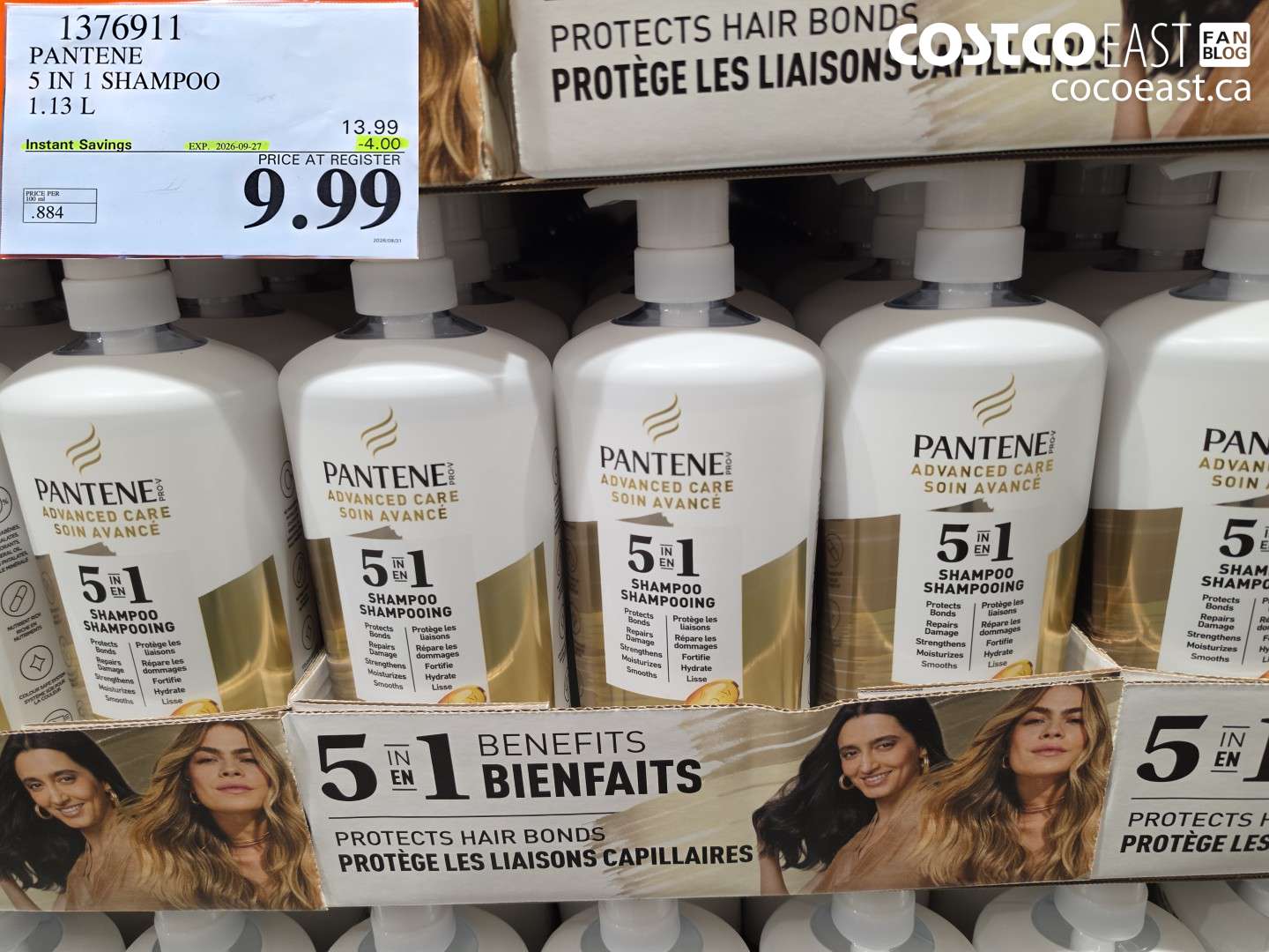 1376911 PANTENE 5 IN 1 SHAMPOO 1.13 L ($4.00 INSTANT SAVINGS EXPIRES ON 2026-09-27) $9.99